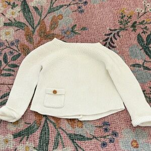 Zara Cream baby Sweater with Pocket Detail